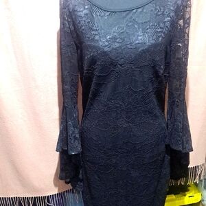 Chic Black Lace Long Sleeve Dress